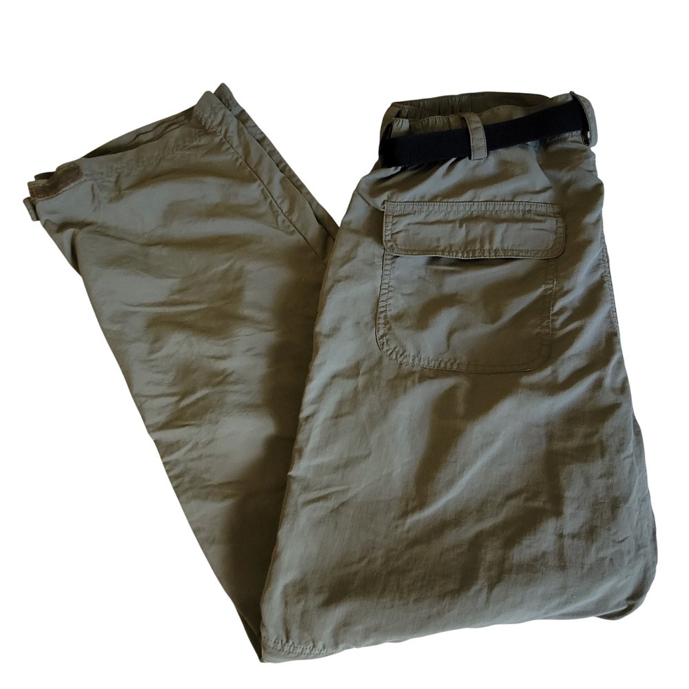 Foida Convertible Cargo Pants Men Size L Olive Green Zip Off Hiking Nylon Belted
